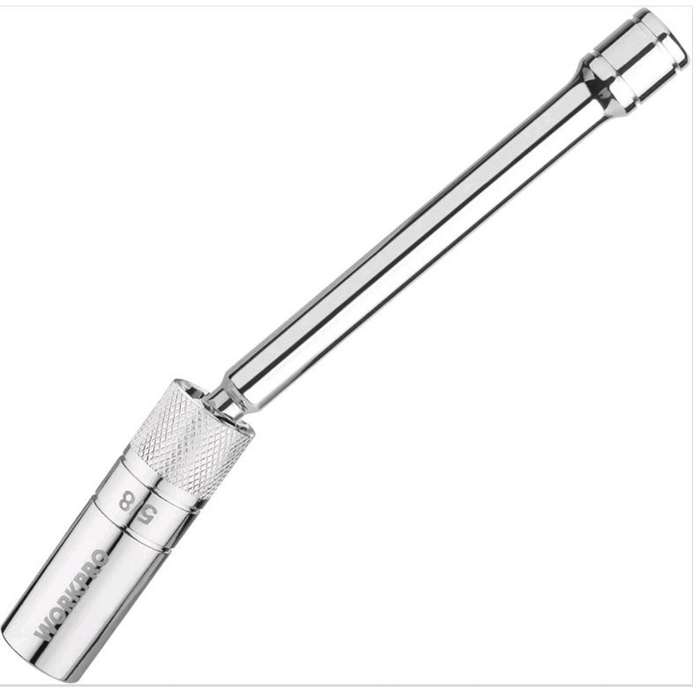 WORKPRO 5/8" Magnetic Swivel Spark Plug Socket 3/8" Drive x 8" 360° Swivel 12 PT